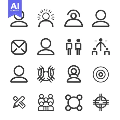 Popular premium asset: Set of Simple Outline Icons Representing People, Groups, Connections,