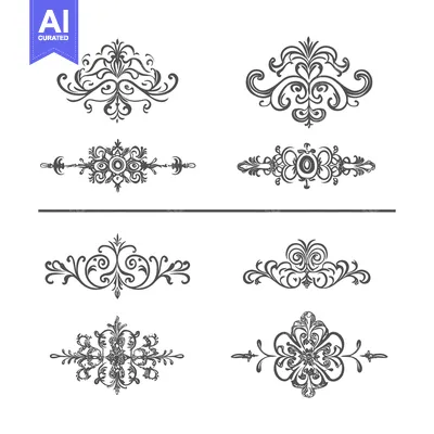 Aset premium populer: Set of Six Ornate Floral Design Elements