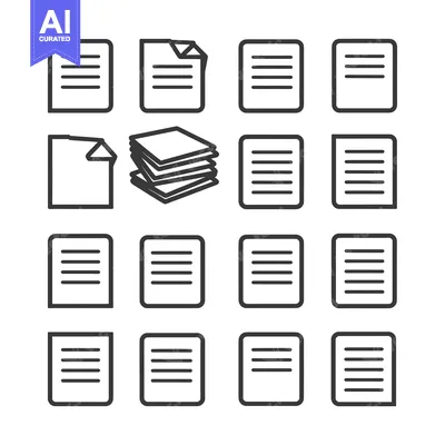 Set of Sixteen Black and White Document Icons