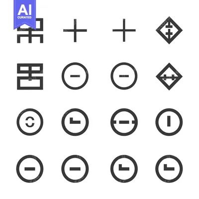 Set of Sixteen Black and White Geometric Shapes