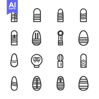 Premium design asset: Set of sixteen black and white icons depicting different types of sole