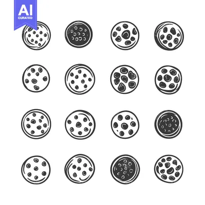 Aset premium populer: Set of Sixteen Black and White Illustrated Cookies