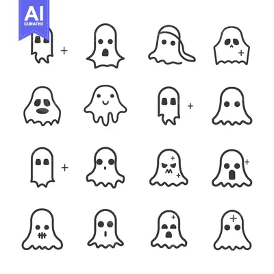 Popular premium asset: Set of Sixteen Halloween Ghost Emojis with Different Expressions