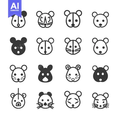 Aset premium populer: Set of Sixteen Mouse and Hamster Cartoon Faces