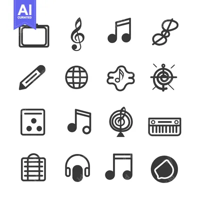 Set of Sixteen Music-Related Icons