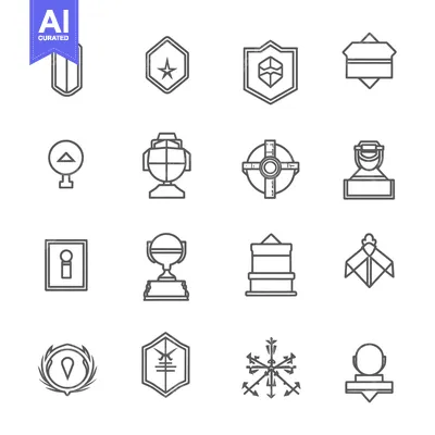 Aset premium populer: Set of sixteen simple black and white geometric shapes