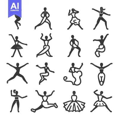 Popular premium asset: Set of sixteen simple line drawings of women dancing