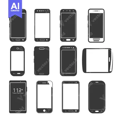Aset desain premium: Set of Smartphone Silhouettes in Various Designs