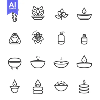 Aset premium populer: Set of Spa and Wellness Icons in Line Style