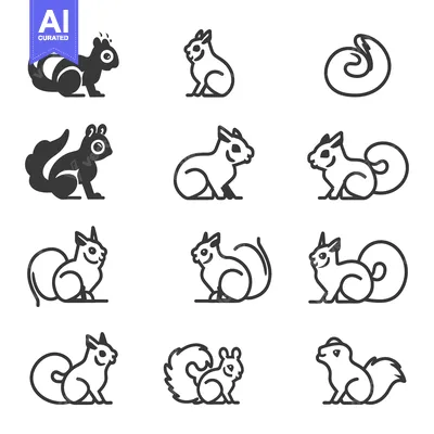 Set of Squirrel Icons in Different Styles