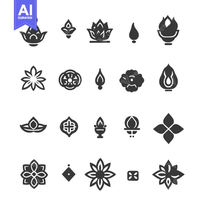 Popular premium asset: Set of Stylized Floral and Flame Icons