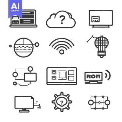 Aset premium populer: Set of  Technology and Innovation Line Icons