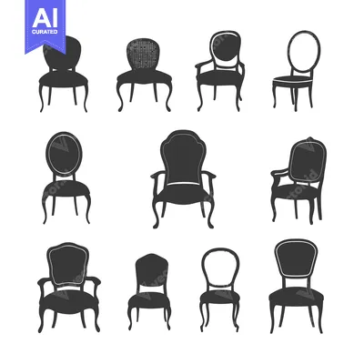 Set of ten silhouettes of various antique chairs