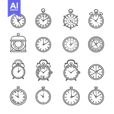 Premium design asset: Set of Timekeeping Devices in Outline Style