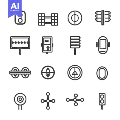 Popular premium asset: Set of Traffic Signal and Road Sign Icons