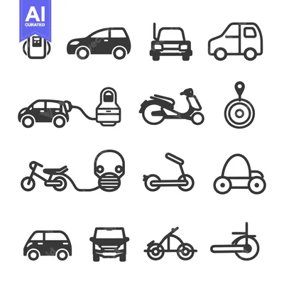 Aset premium populer: Set of Transportation Icons Including Cars, Bikes, Scooters, and More