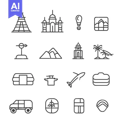 Popular premium asset: Set of Travel and Tourism Line Icons