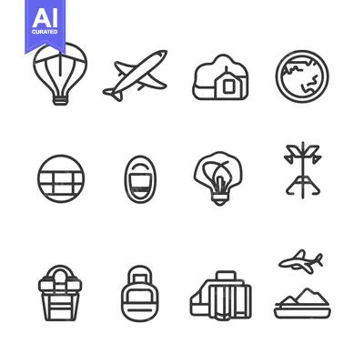 Set of Travel and Transportation Line Icons