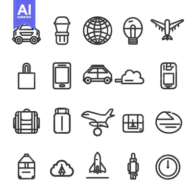 Set of Travel and Transportation Related Line Icons