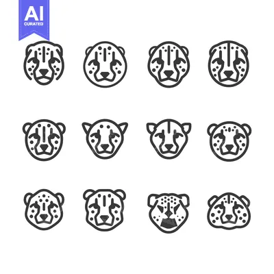 Popular premium asset: Set of twelve cheetah head icons in various styles