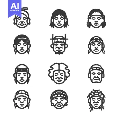 Popular premium asset: Set of Twelve Diverse Indigenous Person Head Icons