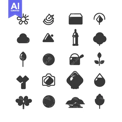 Set of Twenty-Four Hand Drawn Black and White Icons