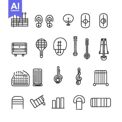 Set of Twenty-Four Outline Icons Depicting Various Objects