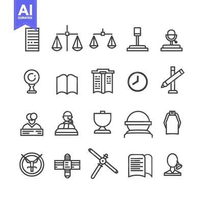 Set of Twenty Law and Justice Linear Icons