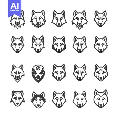 Popular premium asset: Set of twenty wolf head icons with different designs