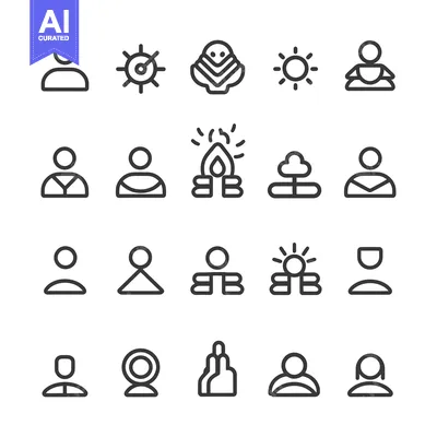 Aset desain premium: Set of User and People Icons in Line Style