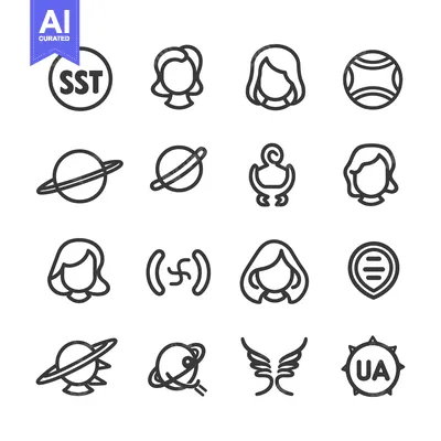 Aset desain premium: Set of Various Outline Icons