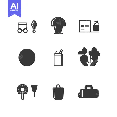 Aset desain premium: Set of Various Simple Black Icons