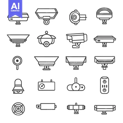 Set of Various Types of Security Cameras