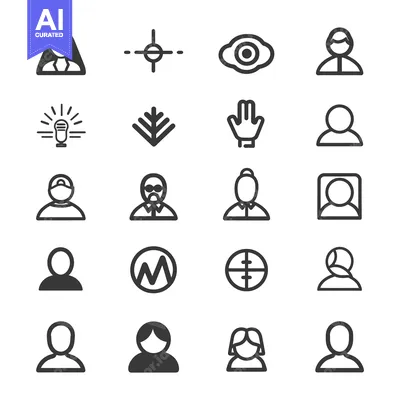 Aset premium populer: Set of Various User Icons in Black and White