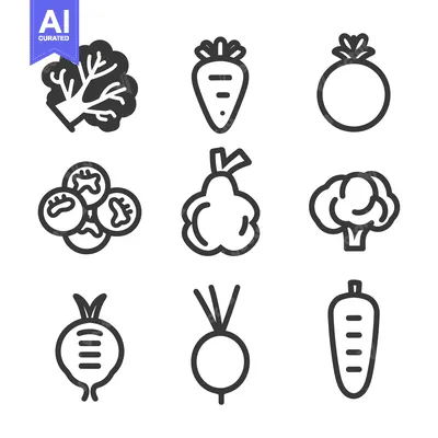 Aset desain premium: Set of Vegetable Icons in Line Style