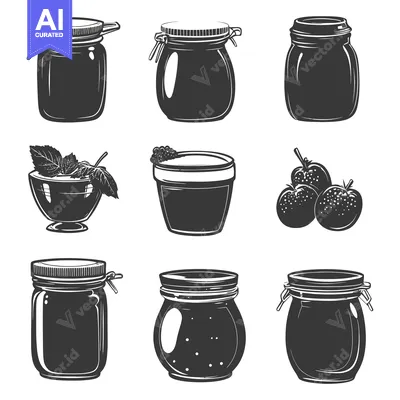 Set of Vintage Style Glass Jars with Lids and Fruit Decorations