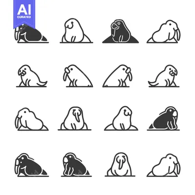 Popular premium asset: Set of Walrus Icons in Different Styles and Colors