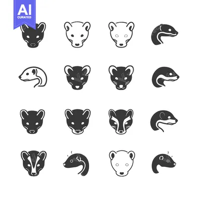 Premium design asset: Set of weasel icons in different poses
