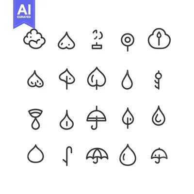 Popular premium asset: Set of Weather and Nature Related Line Icons