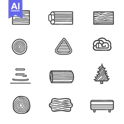 Popular premium asset: Set of  Wooden Icons, Simple Line Designs