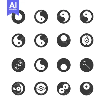 Set of Yin Yang and Circle-Based Abstract Icons