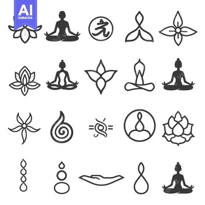 Set of Yoga and Meditation Line Icons