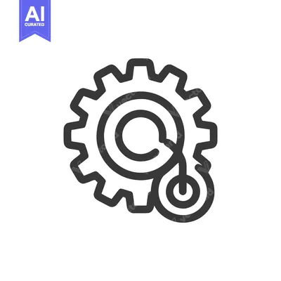 Aset desain premium: Gear with Pendulum: Minimalist Icon of Mechanics and Motion