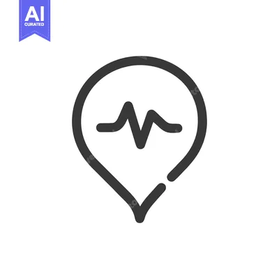 Heartbeat Location Pin: Minimalist Icon for Health and Wellness Tracki