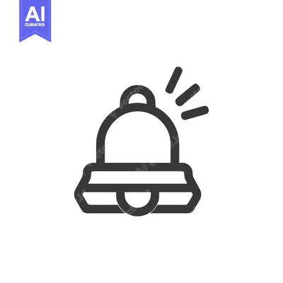 Aset premium populer: Bold Outline Bell Icon with Sound Waves on White Background