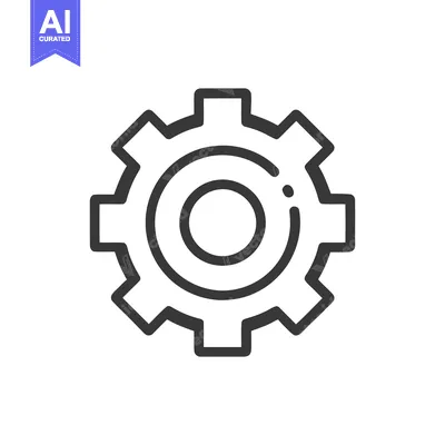 Aset desain premium: Bold Gear Icon: Mechanical Precision in Minimalist Design
