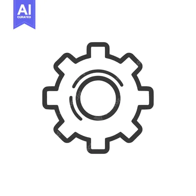 Aset desain premium: Simple Gear Icon with Internal Circle, Isolated on White Background