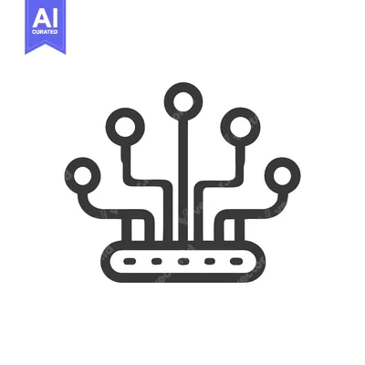 Minimalist Network Icon: Connected Nodes with Central Base, Dark Gray