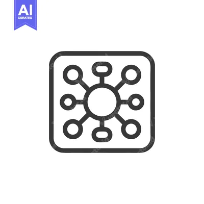 Aset desain premium: Network Connection Icon: Central Node Linking Peripheral Elements in S
