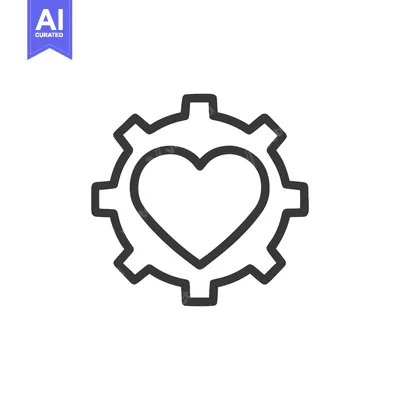 Aset desain premium: Heart in Gear: Love and Mechanics Symbol, Isolated Outline Icon